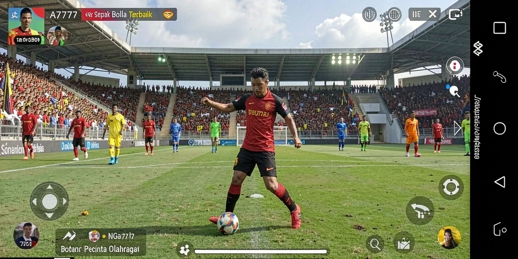 Tampilan gameplay mendebarkan di A7777 dengan aksi sepak bola intens.