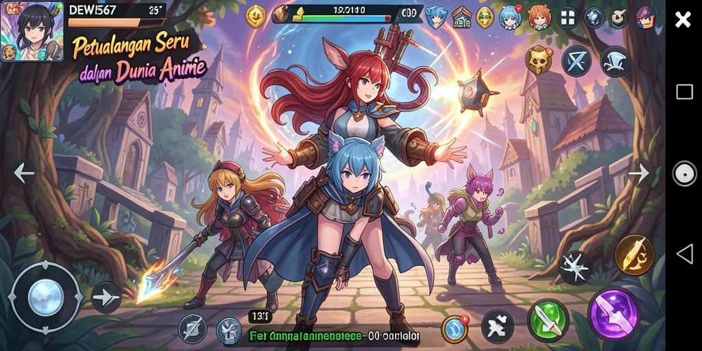 Tampilan gameplay seru di dunia anime yang menakjubkan.