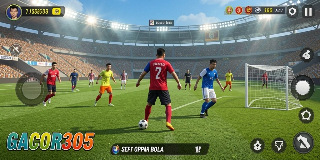 Tampilan gameplay menarik GACOR305 di lapangan sepak bola.