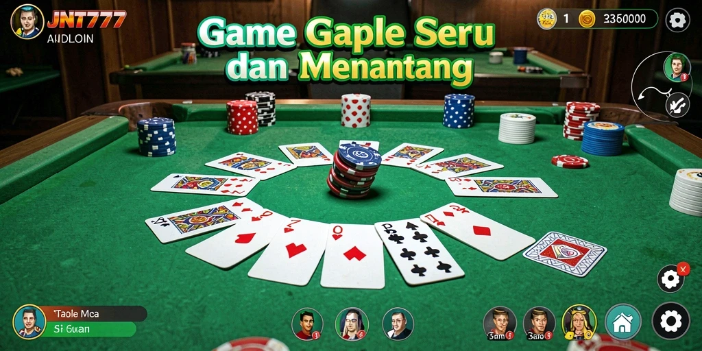 Tampilan gameplay JNT777 dengan keseruan bermain Gaple.