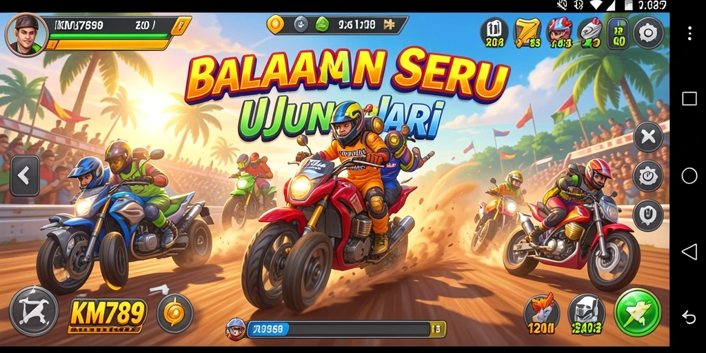 Tangkapan layar KM789 menampilkan aksi balapan dengan grafis memukau.