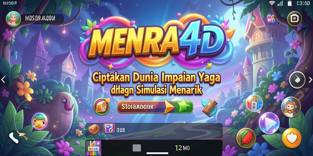 Screenshot MENARA4D menampilkan dunia yang penuh warna dan interaktif.