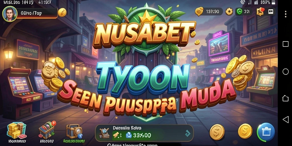 Tampilan gameplay NUSABET yang menampilkan manajemen bisnis yang menarik.