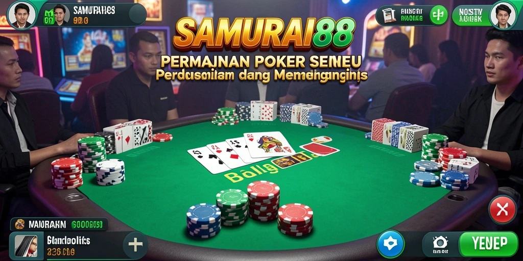 Tampilan menarik dari gameplay Poker di SAMURAI88.