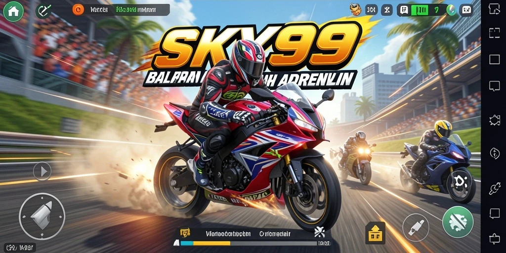 Screenshot menunjukkan aksi balapan motor yang seru dan mendebarkan.